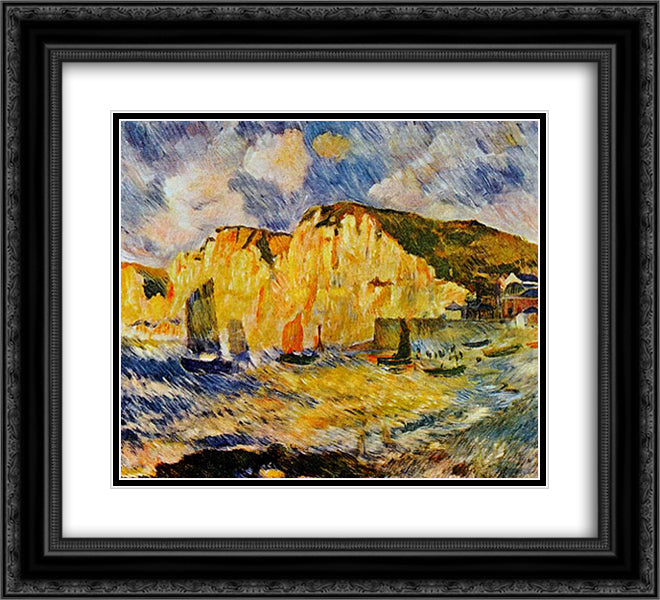 Cliffs 22x20 Black Ornate Wood Framed Art Print Poster with Double Matting by Renoir, Pierre Auguste