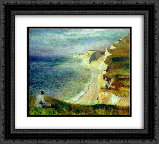 Cliffs on the Coast Near Pourville 22x20 Black Ornate Wood Framed Art Print Poster with Double Matting by Renoir, Pierre Auguste