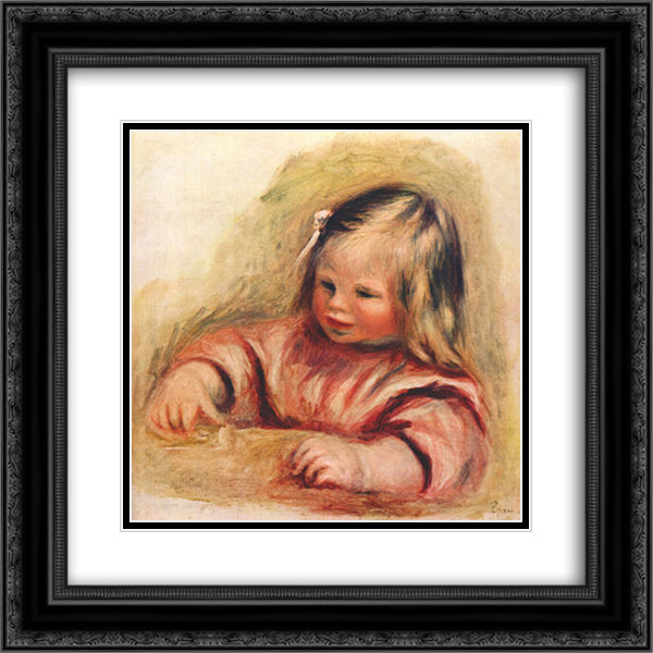 Coco 20x20 Black Ornate Wood Framed Art Print Poster with Double Matting by Renoir, Pierre Auguste