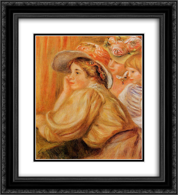 Coco and Two Servants 20x22 Black Ornate Wood Framed Art Print Poster with Double Matting by Renoir, Pierre Auguste