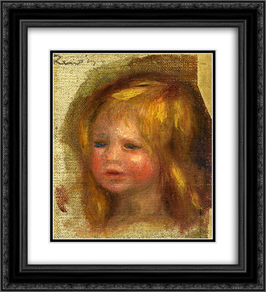 Coco s Head 20x22 Black Ornate Wood Framed Art Print Poster with Double Matting by Renoir, Pierre Auguste