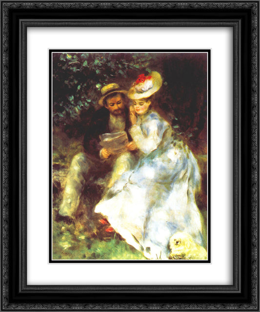 Confidences 20x24 Black Ornate Wood Framed Art Print Poster with Double Matting by Renoir, Pierre Auguste