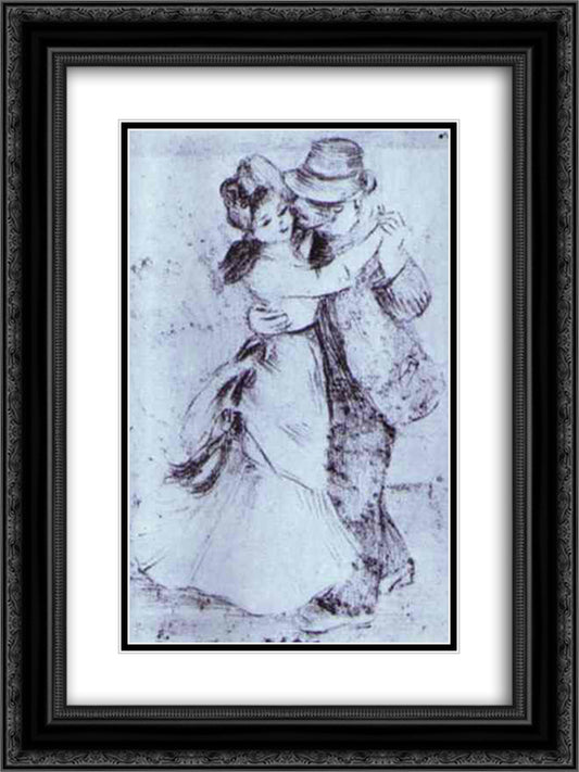 Country Dance 18x24 Black Ornate Wood Framed Art Print Poster with Double Matting by Renoir, Pierre Auguste