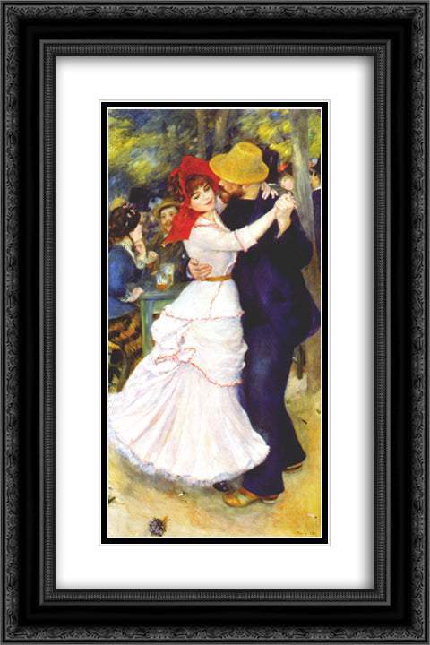 Dance at Bougival 16x24 Black Ornate Wood Framed Art Print Poster with Double Matting by Renoir, Pierre Auguste