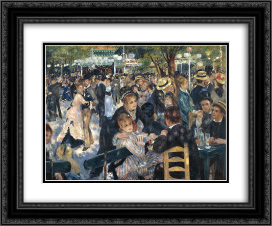 Dance at Moulin de la Galette 24x20 Black Ornate Wood Framed Art Print Poster with Double Matting by Renoir, Pierre Auguste