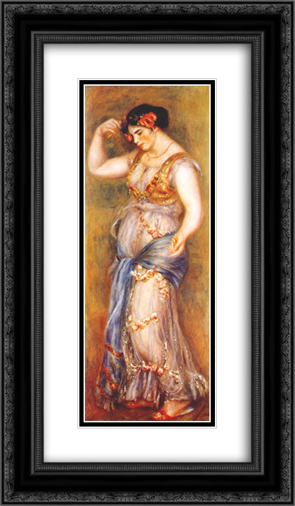 Dancer with Castanettes 14x24 Black Ornate Wood Framed Art Print Poster with Double Matting by Renoir, Pierre Auguste