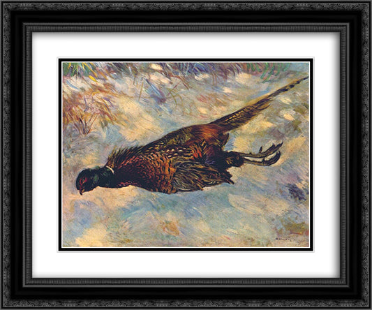 Dead Pheasant in the Snow 24x20 Black Ornate Wood Framed Art Print Poster with Double Matting by Renoir, Pierre Auguste