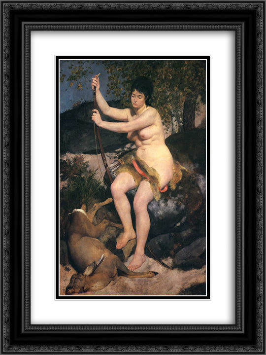 Diana 18x24 Black Ornate Wood Framed Art Print Poster with Double Matting by Renoir, Pierre Auguste