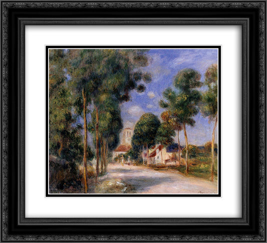 Entering the Village of Essoyes 22x20 Black Ornate Wood Framed Art Print Poster with Double Matting by Renoir, Pierre Auguste