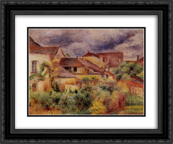 Essoyes Landscape 24x20 Black Ornate Wood Framed Art Print Poster with Double Matting by Renoir, Pierre Auguste