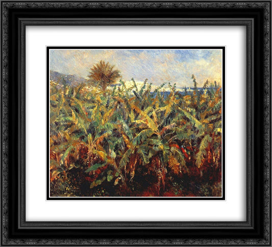 Field of Banana Trees 22x20 Black Ornate Wood Framed Art Print Poster with Double Matting by Renoir, Pierre Auguste