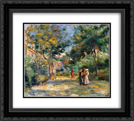 Figures in a Garden 22x20 Black Ornate Wood Framed Art Print Poster with Double Matting by Renoir, Pierre Auguste