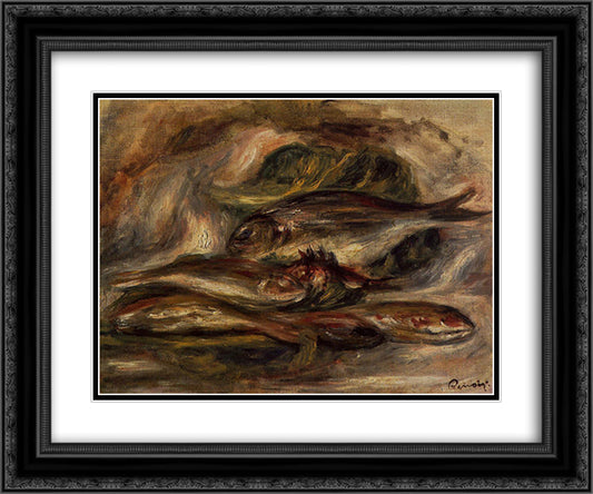 Fish 24x20 Black Ornate Wood Framed Art Print Poster with Double Matting by Renoir, Pierre Auguste