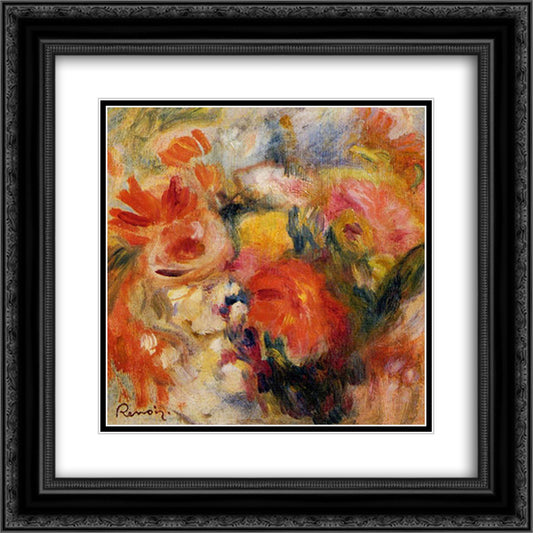 Flower Study 20x20 Black Ornate Wood Framed Art Print Poster with Double Matting by Renoir, Pierre Auguste