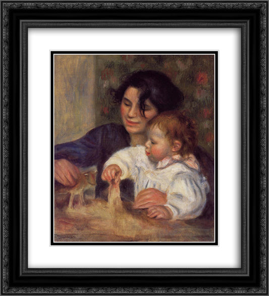 Gabrielle and Jean 20x22 Black Ornate Wood Framed Art Print Poster with Double Matting by Renoir, Pierre Auguste