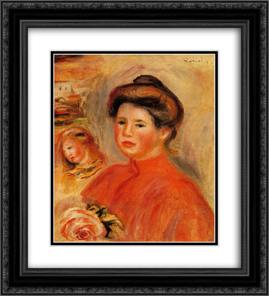 Gabrielle at Her Window 20x22 Black Ornate Wood Framed Art Print Poster with Double Matting by Renoir, Pierre Auguste