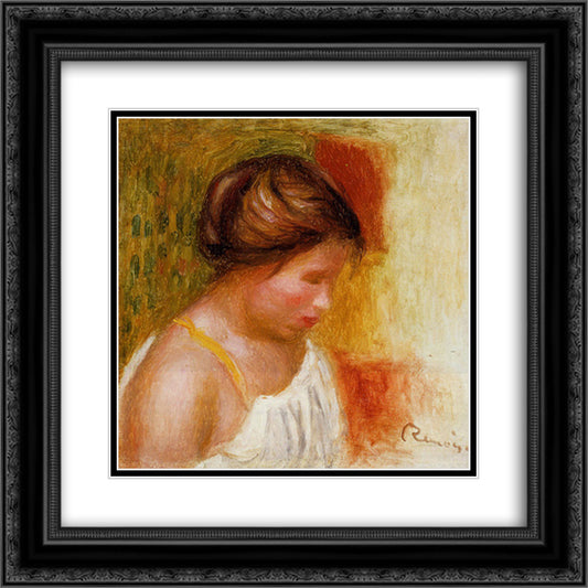 Gabrielle in a Chemise 20x20 Black Ornate Wood Framed Art Print Poster with Double Matting by Renoir, Pierre Auguste