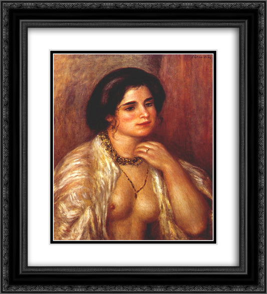 Gabrielle with bare breasts 20x22 Black Ornate Wood Framed Art Print Poster with Double Matting by Renoir, Pierre Auguste