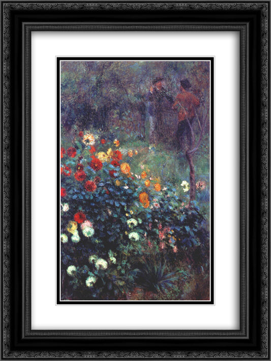 Garden in the rue cortot 18x24 Black Ornate Wood Framed Art Print Poster with Double Matting by Renoir, Pierre Auguste