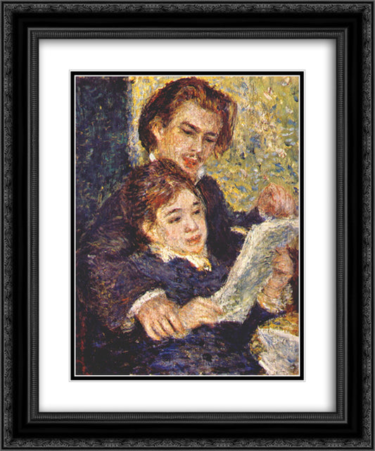 Georges riviere and margot 20x24 Black Ornate Wood Framed Art Print Poster with Double Matting by Renoir, Pierre Auguste