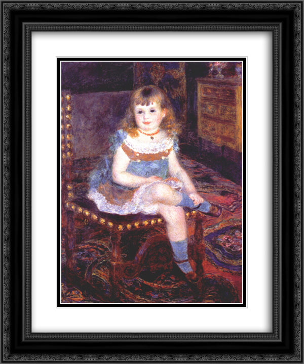 Georgette Charpentier Seated 20x24 Black Ornate Wood Framed Art Print Poster with Double Matting by Renoir, Pierre Auguste