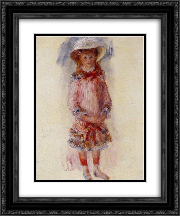 Georgette Charpentier Standing 20x24 Black Ornate Wood Framed Art Print Poster with Double Matting by Renoir, Pierre Auguste