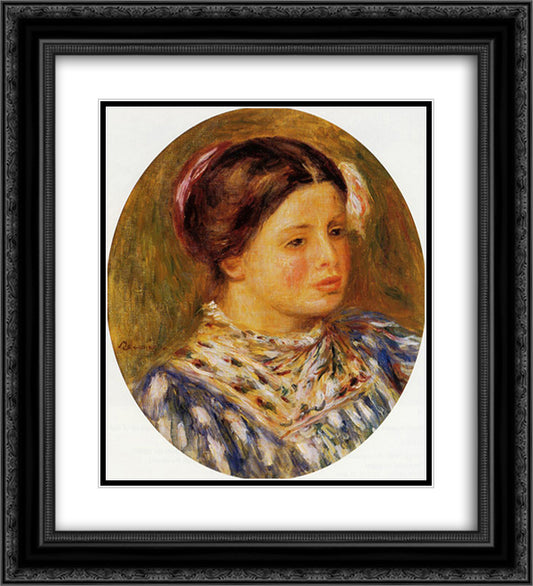 Girl in Blue 20x22 Black Ornate Wood Framed Art Print Poster with Double Matting by Renoir, Pierre Auguste