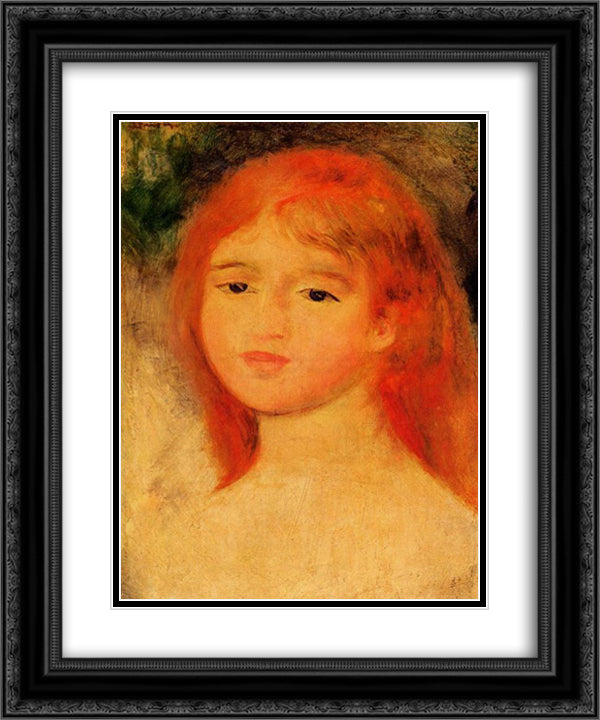 Girl with Auburn Hair 20x24 Black Ornate Wood Framed Art Print Poster with Double Matting by Renoir, Pierre Auguste