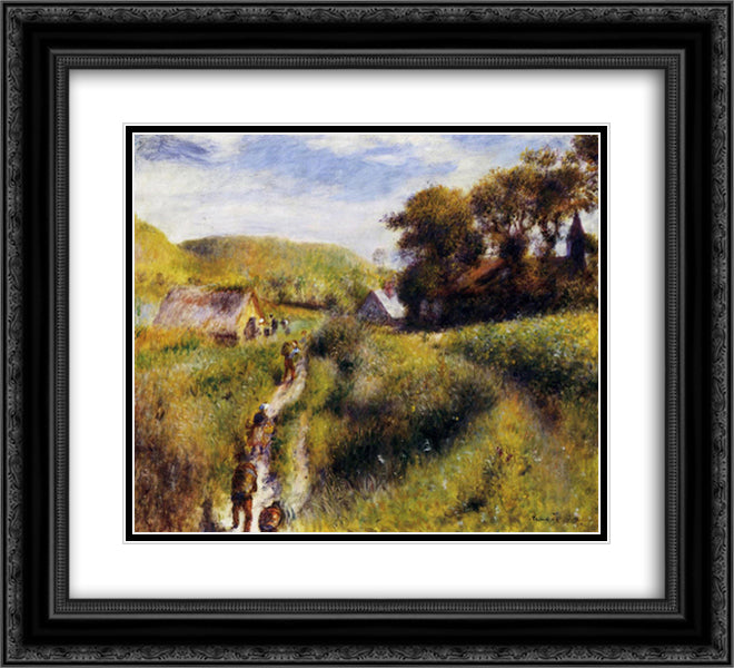 Grape Harvesters 22x20 Black Ornate Wood Framed Art Print Poster with Double Matting by Renoir, Pierre Auguste