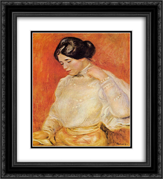 Graziella 20x22 Black Ornate Wood Framed Art Print Poster with Double Matting by Renoir, Pierre Auguste