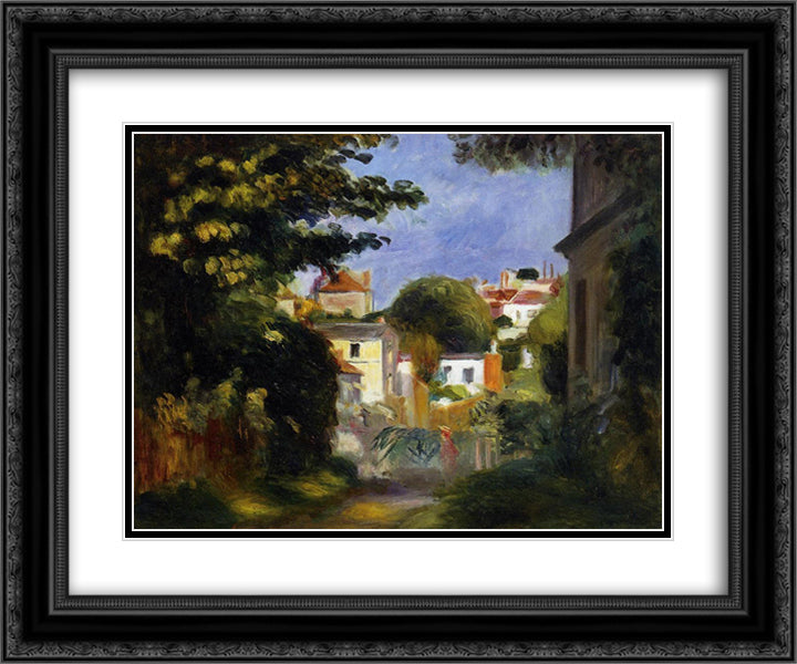 House and Figure among the Trees 24x20 Black Ornate Wood Framed Art Print Poster with Double Matting by Renoir, Pierre Auguste