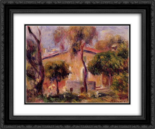 Houses in Cagnes 24x20 Black Ornate Wood Framed Art Print Poster with Double Matting by Renoir, Pierre Auguste