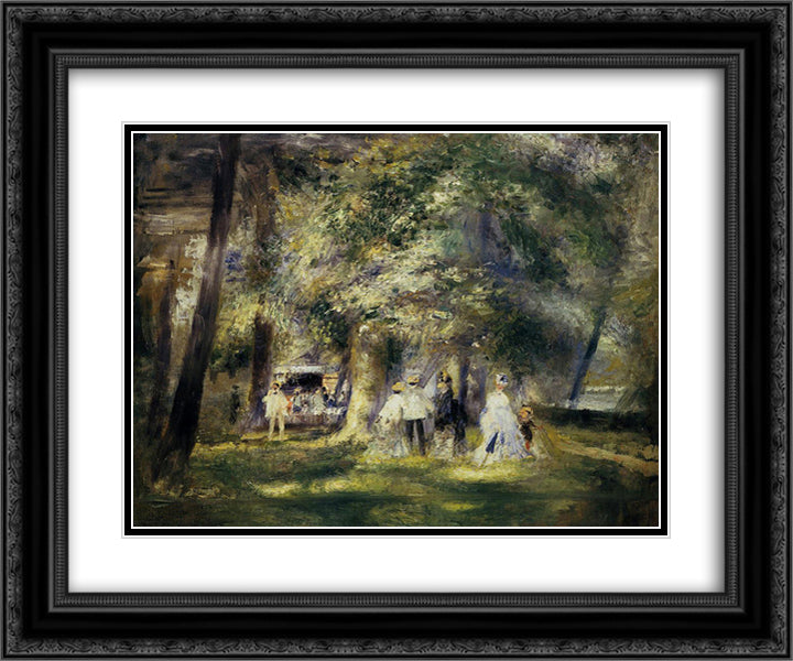 In St Cloud Park 24x20 Black Ornate Wood Framed Art Print Poster with Double Matting by Renoir, Pierre Auguste