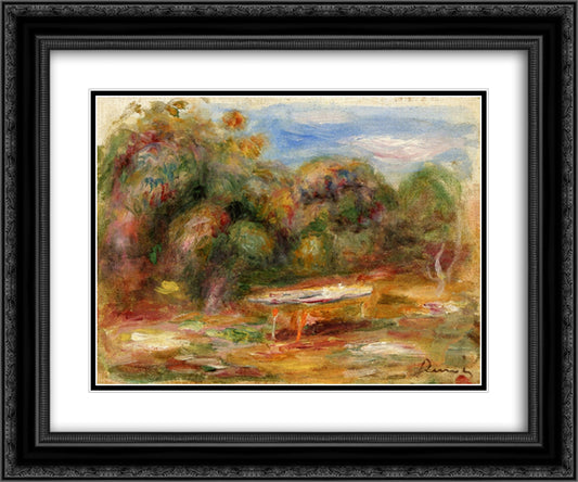 In the Garden at Collettes in Cagnes 24x20 Black Ornate Wood Framed Art Print Poster with Double Matting by Renoir, Pierre Auguste