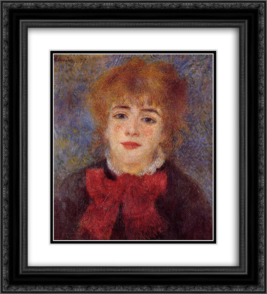 Jeanne Samary 20x22 Black Ornate Wood Framed Art Print Poster with Double Matting by Renoir, Pierre Auguste