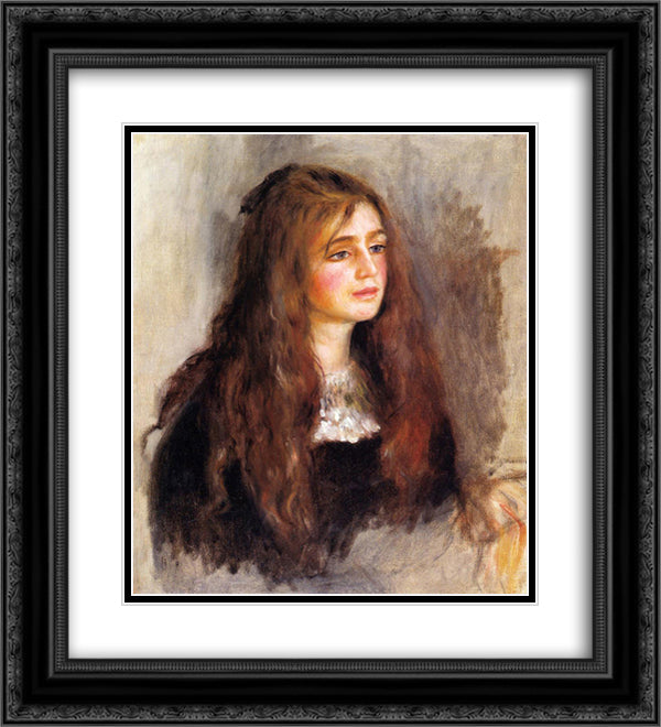 Julie Manet 20x22 Black Ornate Wood Framed Art Print Poster with Double Matting by Renoir, Pierre Auguste