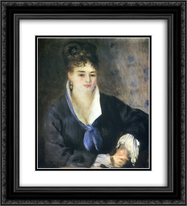 Lady in a Black Dress 20x22 Black Ornate Wood Framed Art Print Poster with Double Matting by Renoir, Pierre Auguste