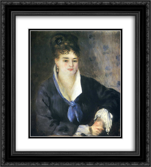 Lady in a Black Dress 20x22 Black Ornate Wood Framed Art Print Poster with Double Matting by Renoir, Pierre Auguste