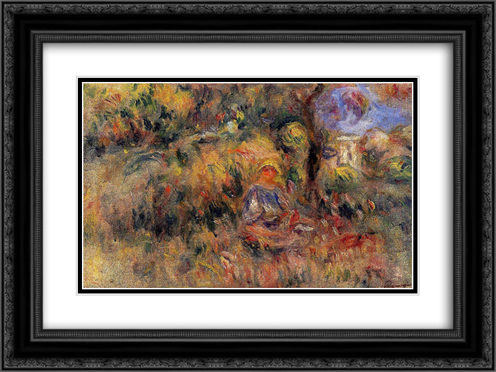 Landscape (sketch) 24x18 Black Ornate Wood Framed Art Print Poster with Double Matting by Renoir, Pierre Auguste