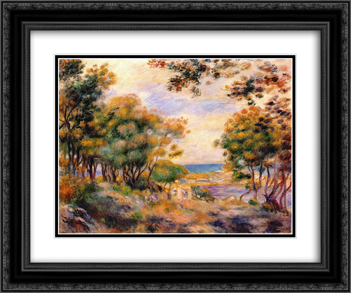 Landscape at Beaulieu 24x20 Black Ornate Wood Framed Art Print Poster with Double Matting by Renoir, Pierre Auguste