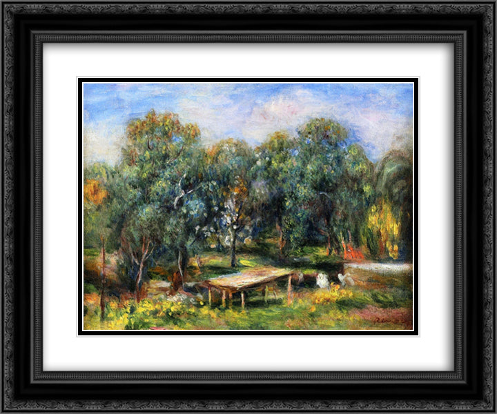 Landscape at Collettes 24x20 Black Ornate Wood Framed Art Print Poster with Double Matting by Renoir, Pierre Auguste