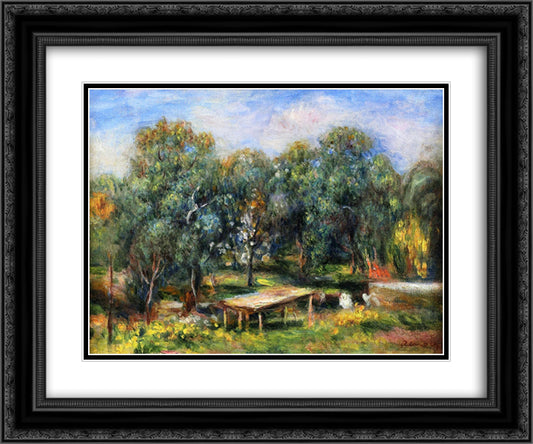 Landscape at Collettes 24x20 Black Ornate Wood Framed Art Print Poster with Double Matting by Renoir, Pierre Auguste