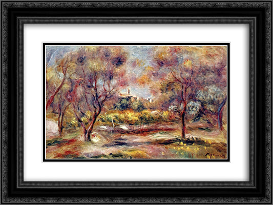 Landscape at Grasse 24x18 Black Ornate Wood Framed Art Print Poster with Double Matting by Renoir, Pierre Auguste