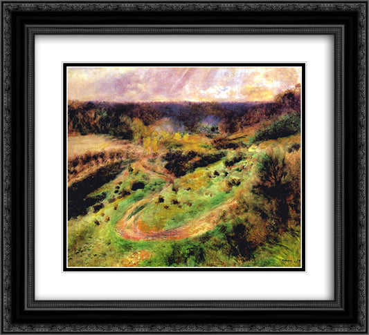 Landscape at Wargemont 22x20 Black Ornate Wood Framed Art Print Poster with Double Matting by Renoir, Pierre Auguste