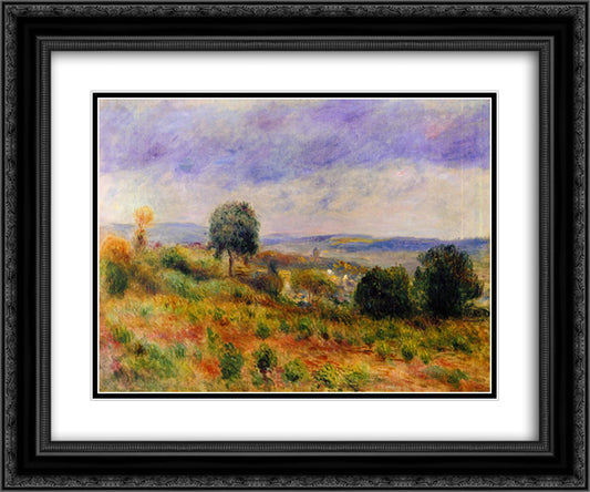 Landscape Auvers sur Oise 24x20 Black Ornate Wood Framed Art Print Poster with Double Matting by Renoir, Pierre Auguste