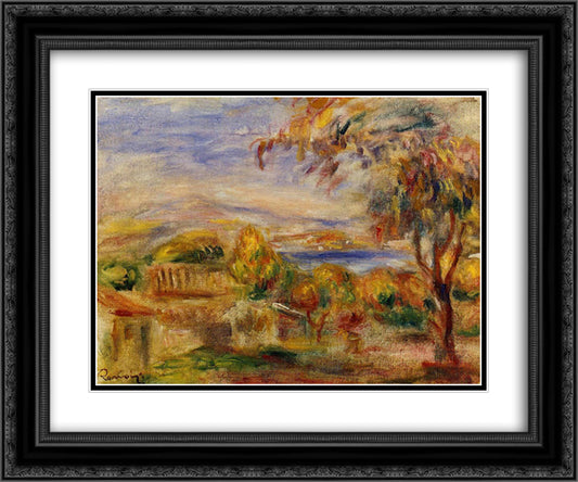 Landscape by the Sea 24x20 Black Ornate Wood Framed Art Print Poster with Double Matting by Renoir, Pierre Auguste