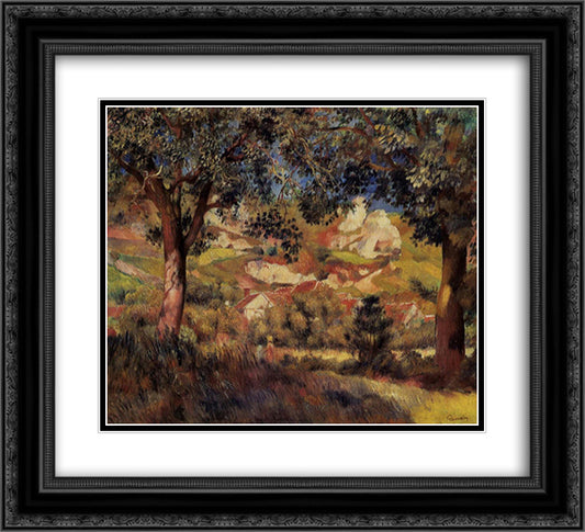 Landscape in La Roche Guyon 22x20 Black Ornate Wood Framed Art Print Poster with Double Matting by Renoir, Pierre Auguste