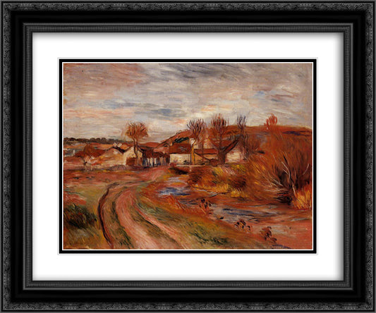 Landscape in Normandy 24x20 Black Ornate Wood Framed Art Print Poster with Double Matting by Renoir, Pierre Auguste