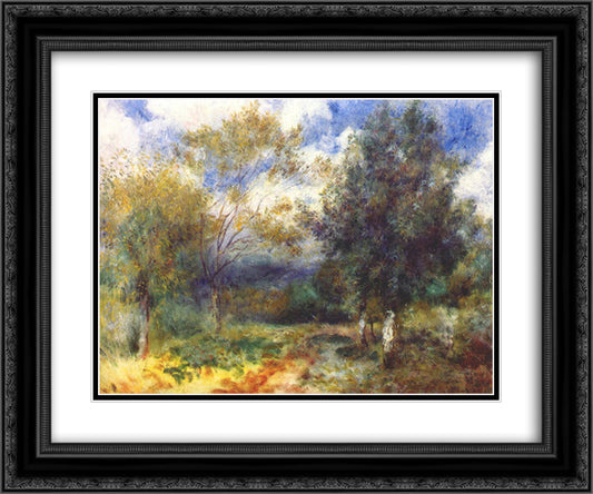 Landscape in the Sun 24x20 Black Ornate Wood Framed Art Print Poster with Double Matting by Renoir, Pierre Auguste