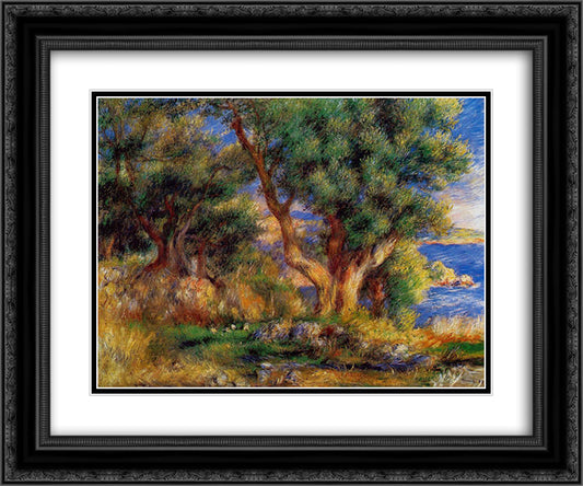 Landscape near Manton 24x20 Black Ornate Wood Framed Art Print Poster with Double Matting by Renoir, Pierre Auguste